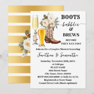 Invitation Boots Bulles & Bières Fête de Mariage d'Hiver