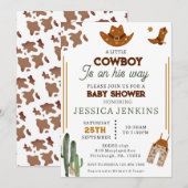 Invitation Boots Casquettes occidentaux de Cowboy Baby shower (Devant / Derrière)