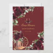 Invitation Boots Charro Floral Bourgogne doux 16 Quinceañera (Dos)