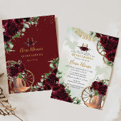 Invitation Boots Charro Floral Bourgogne doux 16 Quinceañera