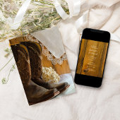 Invitation Boots Cowboy et dentelle Pays Mariage de l'Ouest