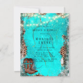 Invitation Boots de cow-boy Turquoise Brunch & Bubbly (Devant)