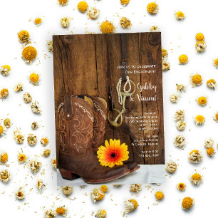 Invitation Boots de cowboy, Daisy et Horse Bit Engagement