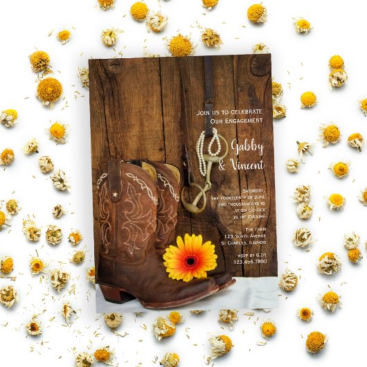 Invitation Boots de cowboy, Daisy et Horse Bit Engagement