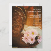 Invitation Boots de cowboy rose Daisées Mariage occidental (Devant)