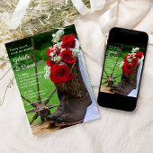 Invitation Boots de cowboy Rose rustique Pays Mariage occiden