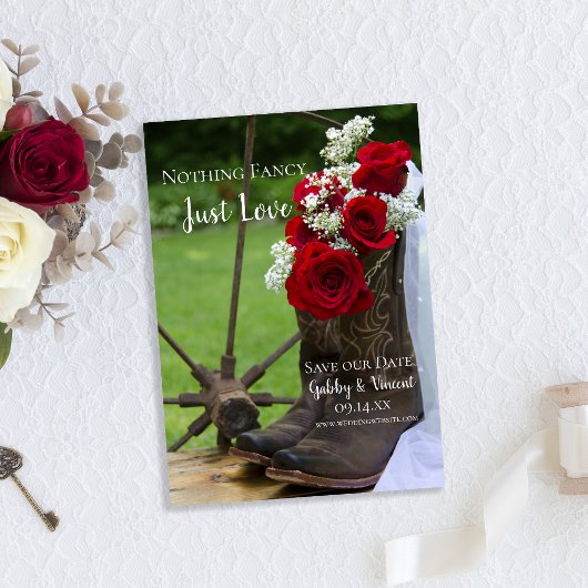Invitation Boots de cowboy Rose rustiques Mariage Sauvez la d