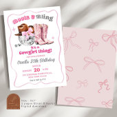 Invitation Boots de cowgirl de l'espace rose et Bling Anniver