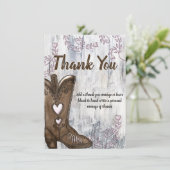 Invitation Boots de Fête des mariées Coeur Rose Boots Merci (Debout devant)