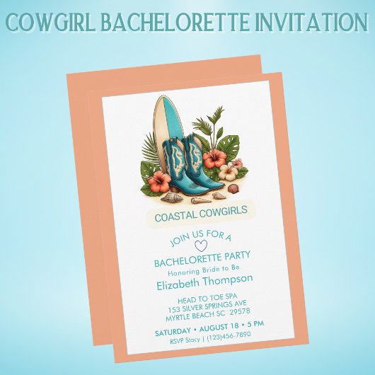 Invitation Boots de filles de la côte Bachelorette