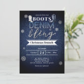 Invitation Boots Denim Bling Christmas Church Brunch Party (Debout devant)