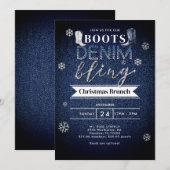 Invitation Boots Denim Bling Christmas Church Brunch Party (Devant / Derrière)