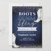 Invitation Boots Denim Bling Diamonds Chic Bachelorette Party (Devant)