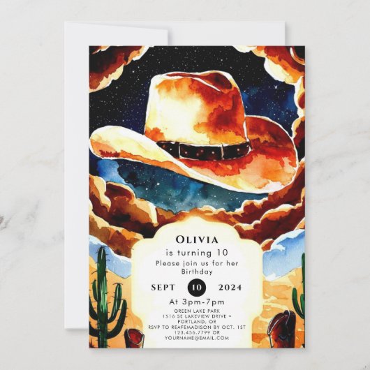 Invitation Boots Enchanted Cowboy Anniversaire (Devant)