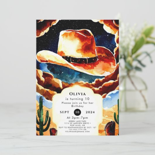 Invitation Boots Enchanted Cowboy Anniversaire (Debout devant)