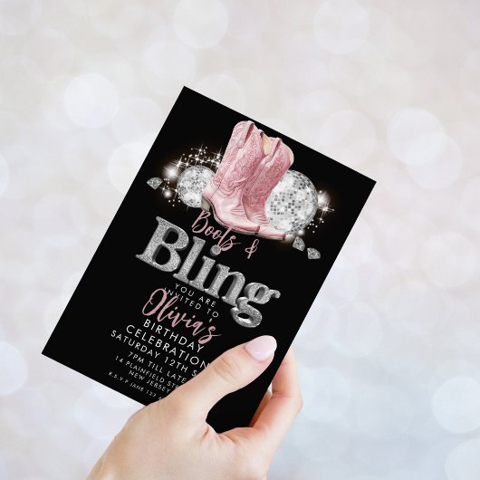 Invitation Boots et Bling Anniversaire