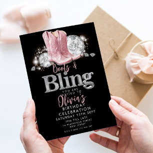 Invitation Boots et Bling Anniversaire
