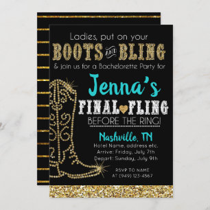 Invitation Boots et Bling Country Western Nashville Party