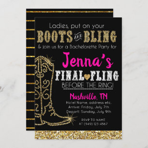 Invitation Boots et Bling Country Western Nashville Party