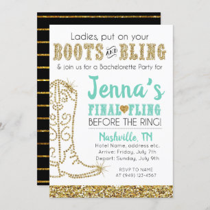 Invitation Boots et Bling Country Western Nashville Party
