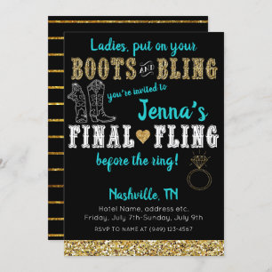 Invitation Boots et Bling Country Western Nashville Party