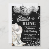 Invitation Boots et Bling Silver fête d'anniversaire (Devant)