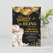 Invitation Boots et Blings d'or Fête d'anniversaire pour adul (Debout devant)