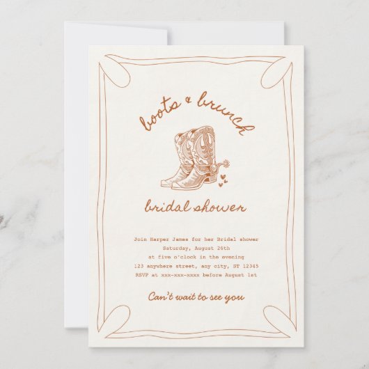 Invitation Boots et brunch douche nuptiale (Devant)