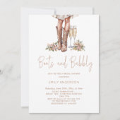 Invitation Boots Et Bubbly Country Fête des mariées (Devant)