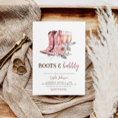 Invitation Boots et Bubbly Elegant Fête des mariées rose