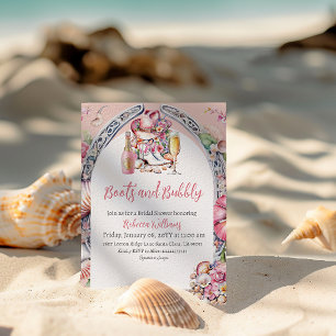 Invitation Boots et Bubbly Pink Beach Fête des mariées occide