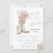 Invitation Boots et Bubbly Western Cowgirl Fête des mariées (Devant)