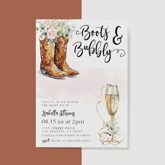 Invitation Boots & Fête des mariées Bubbly