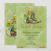 Invitation Boots Fleur sauvage Green Fête des mariées (Devant / Derrière)