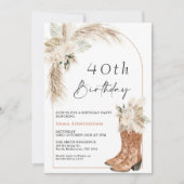 Invitation Boots floraux beiges Boho 40e anniversaire (Devant)