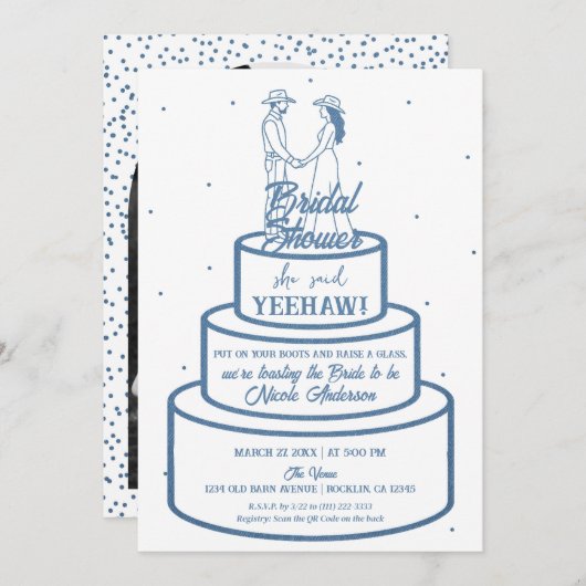 Invitation Boots Love & Buttercream Denim Western Bridal (Devant / Derrière)