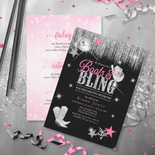 Invitation Boots 'n Bling Disco Bachelorette Weekend ID925