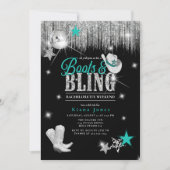 Invitation Boots 'n Bling Disco Bachelorette Wkend Turquoise  (Devant)
