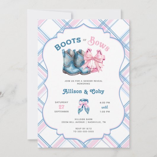 Invitation Boots or Bows Western Genre Reveve (Devant)