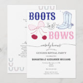 Invitation Boots ou Bows Pays Baby shower de révélation de ge (Devant / Derrière)