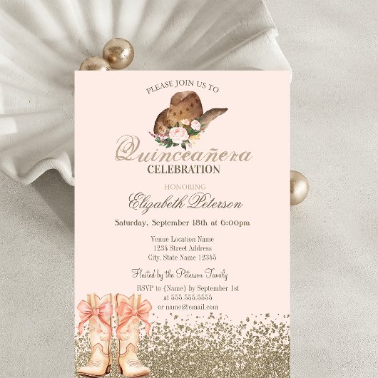Invitation Boots Quinceañera