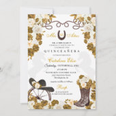 Invitation Boots Quinceanera en or ivoire Western Charro (Devant)