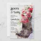 Invitation Boots Roses rustiques et Bubbly Bachelorette Party (Devant)