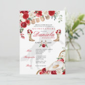 Invitation Boots rouges et Roses Papel Picado Quinceañera (Debout devant)