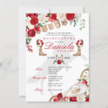Boots rouges et Roses Papel Picado Quinceañera