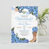 Invitation Boots rustiques bleu clair de campagne Charra Quin (Debout devant)