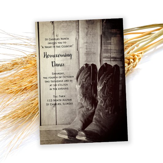 Invitation Boots rustiques Cowboy Danse à domicile