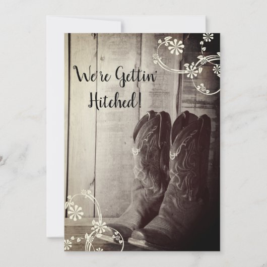 Invitation Boots rustiques Cowboy Mariage Occidental Enregist (Devant)