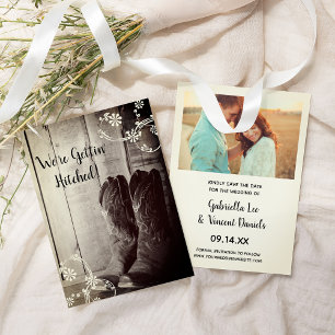 Invitation Boots rustiques Cowboy Mariage Occidental Enregist