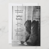 Invitation Boots rustiques Cowboy Pays Western Anniversaire P (Devant)